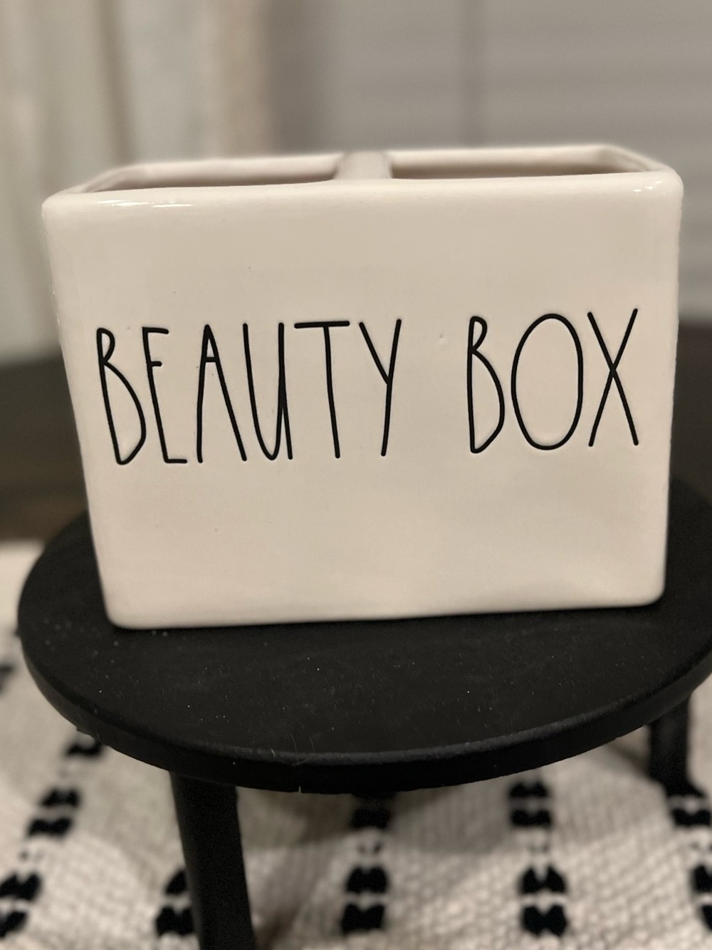 Rae Dunn “Beauty Box” Ceramic Makeup Organizer. Excellent Condition!
